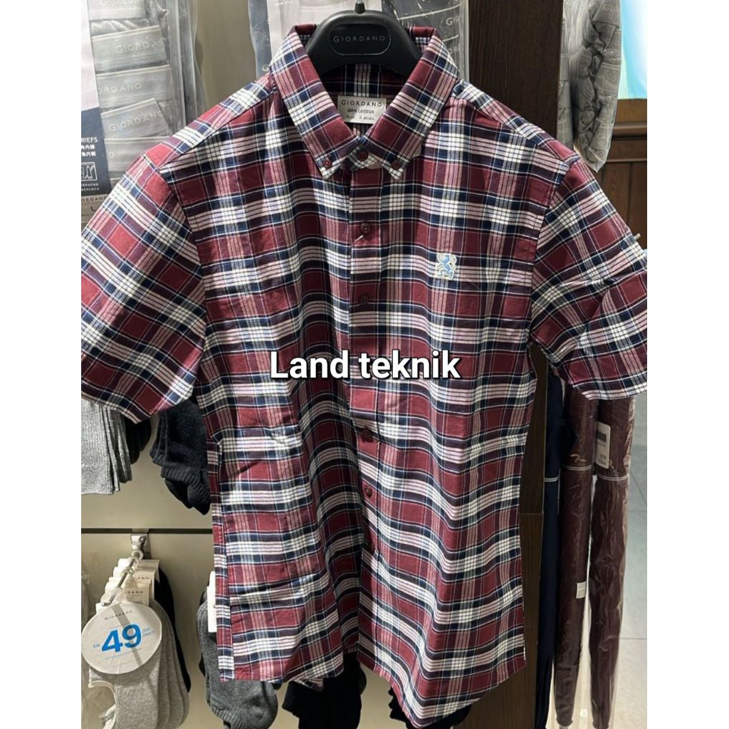 kemeja lengan pendek pria kemeja mini lion giordano original