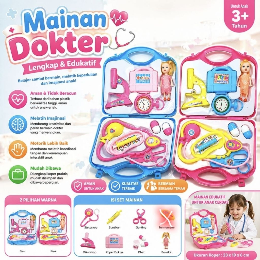 1106 mainan edukasi anak dokter set+ koper/mainan anak cowok cewek dokteran set /mainan anak anak do