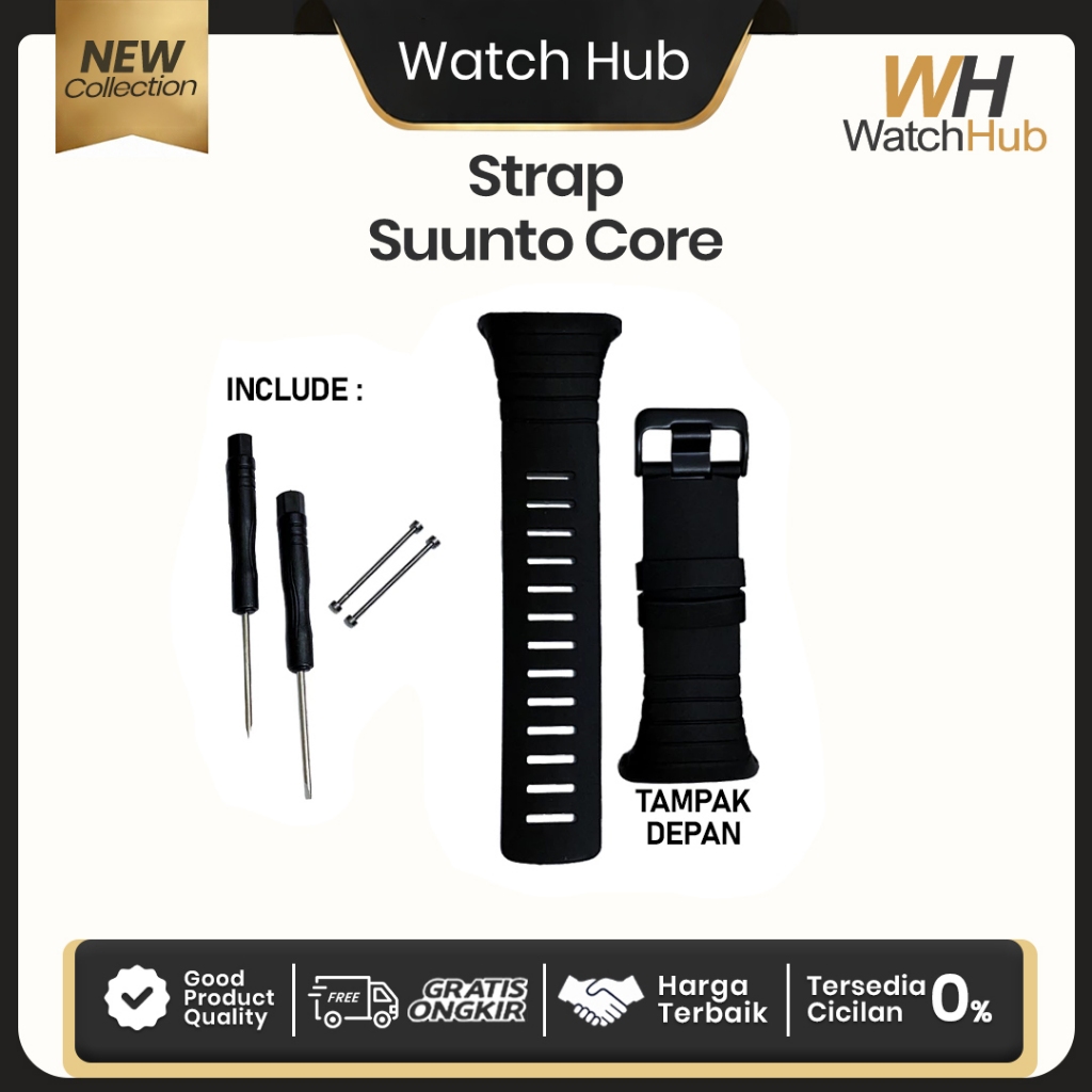 Strap Rubber Band Suunto Core All Black Tali Jam Tangan Suunto Core Watch