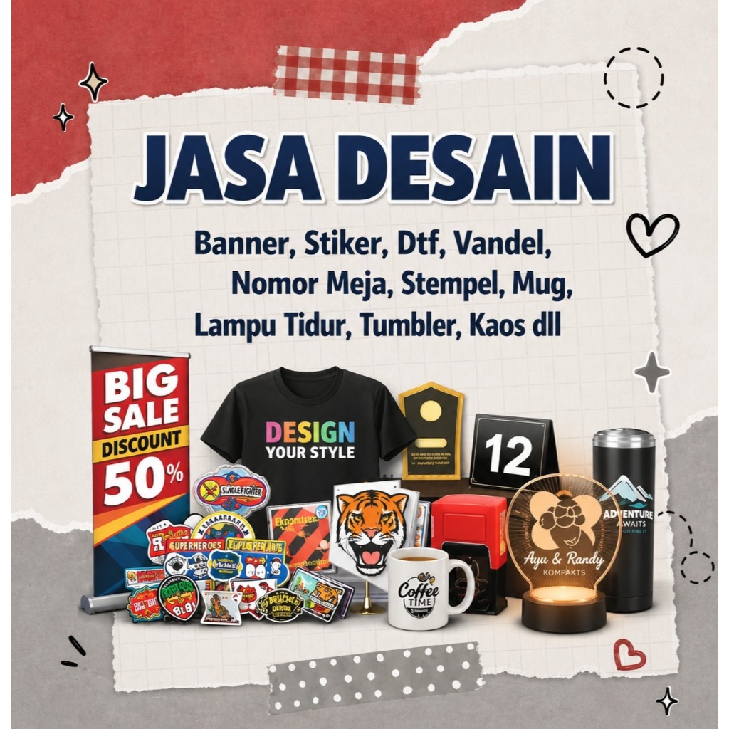 Jasa Desain Banner, Stiker, Dtf, Vandel, Nomor Meja, Stempel, Mug, Lampu Tidur, Tumbler dll