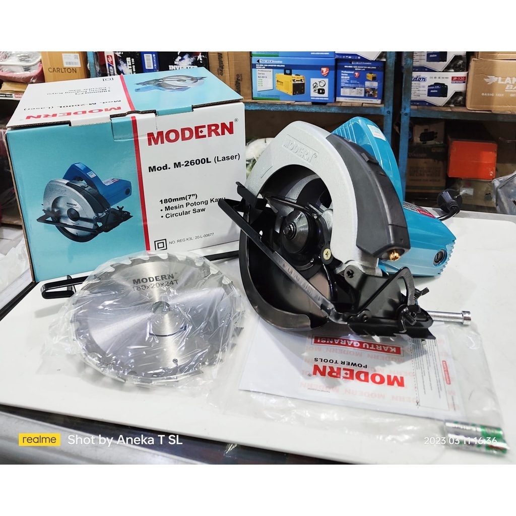 Modern M2600L / M 2600 L / M-2600L Gergaji Kayu Laser Circular Saw