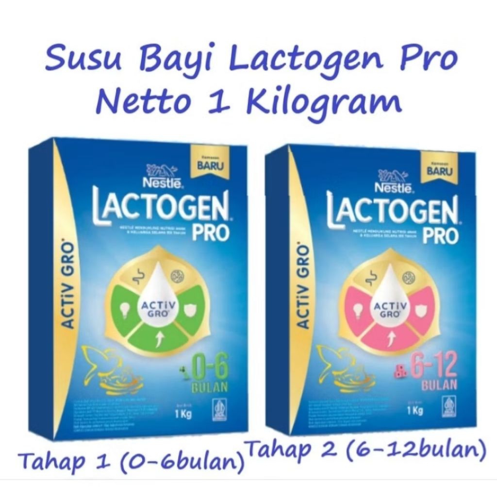 Susu Bayi Lactogen Pro Tahap 1 (0-6 Bulan) / Tahap 2 (6-12 Bulan) netto 1 Kg