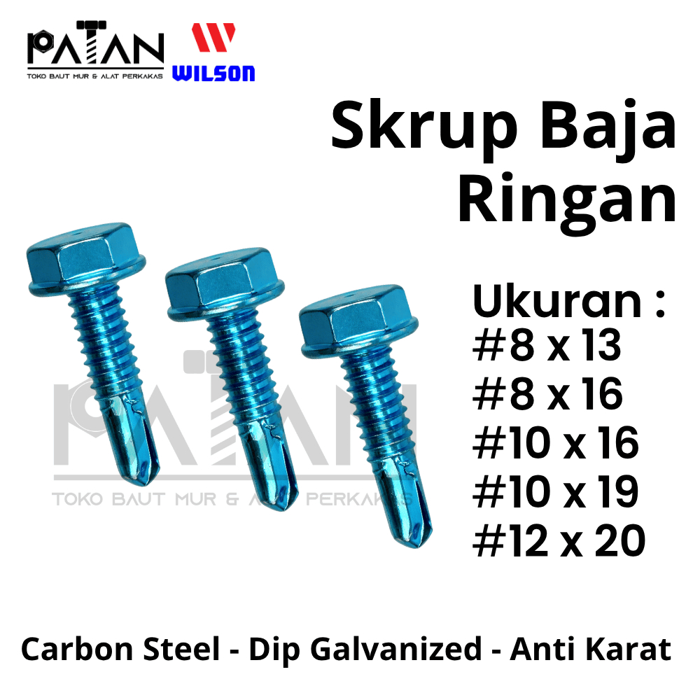 WILSON SEKRUP BAUT SDS BAJA RINGAN TANPA KARET – Sekrup Seng / Sekrup Baja Ringan / Metal Screw Anti