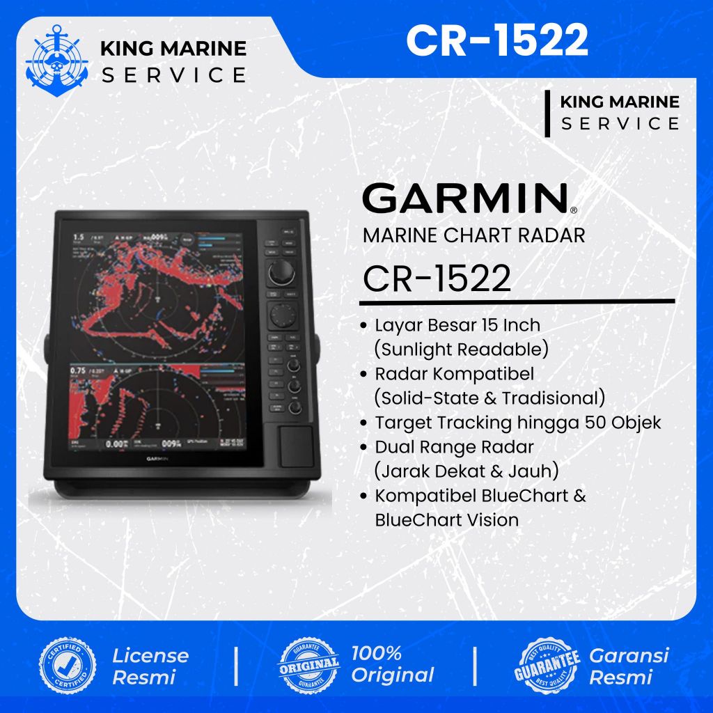 GARMIN CR 1522 Radar Marine Display 15 Inch Chartplotter BlueChart GPS Kapal Nelayan Original