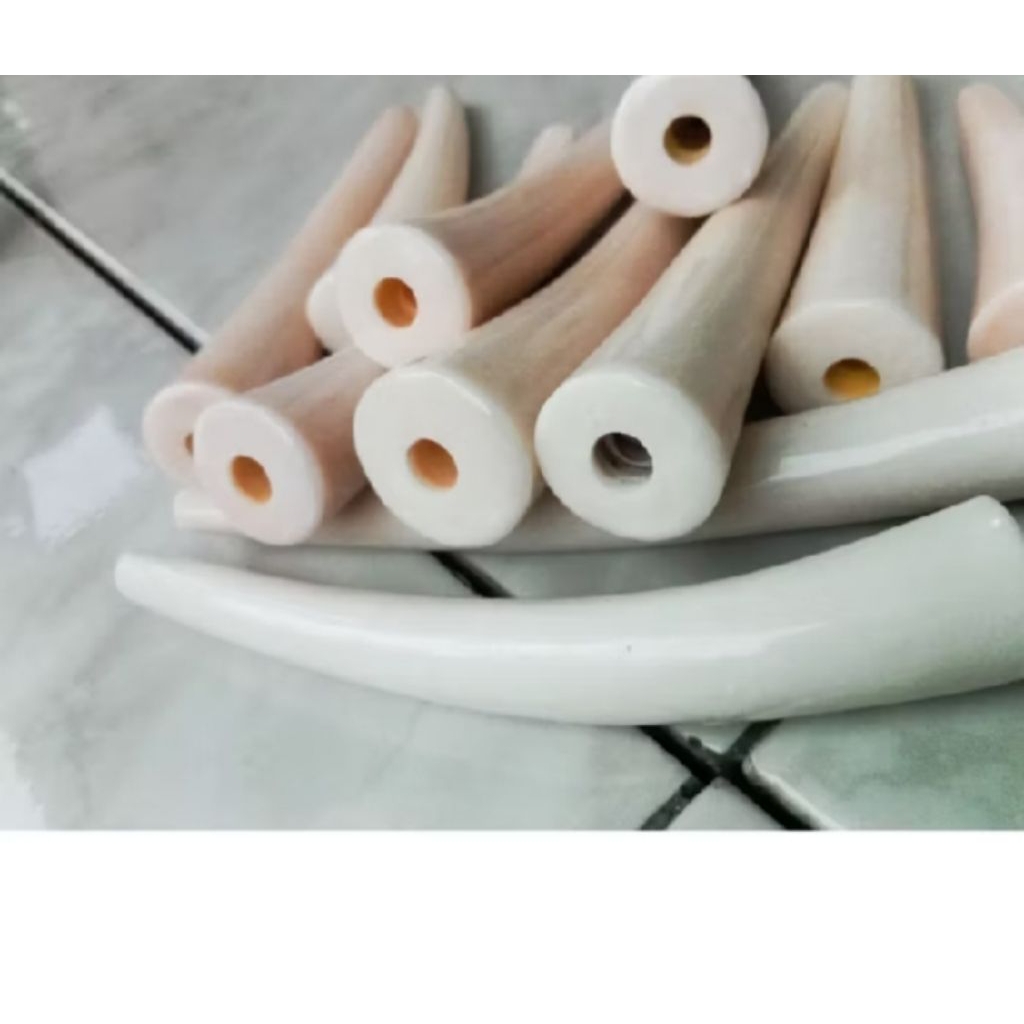 Once Pipa Rokok Tulang Duyung Asli - Natural White, Panjang 11-12 CM