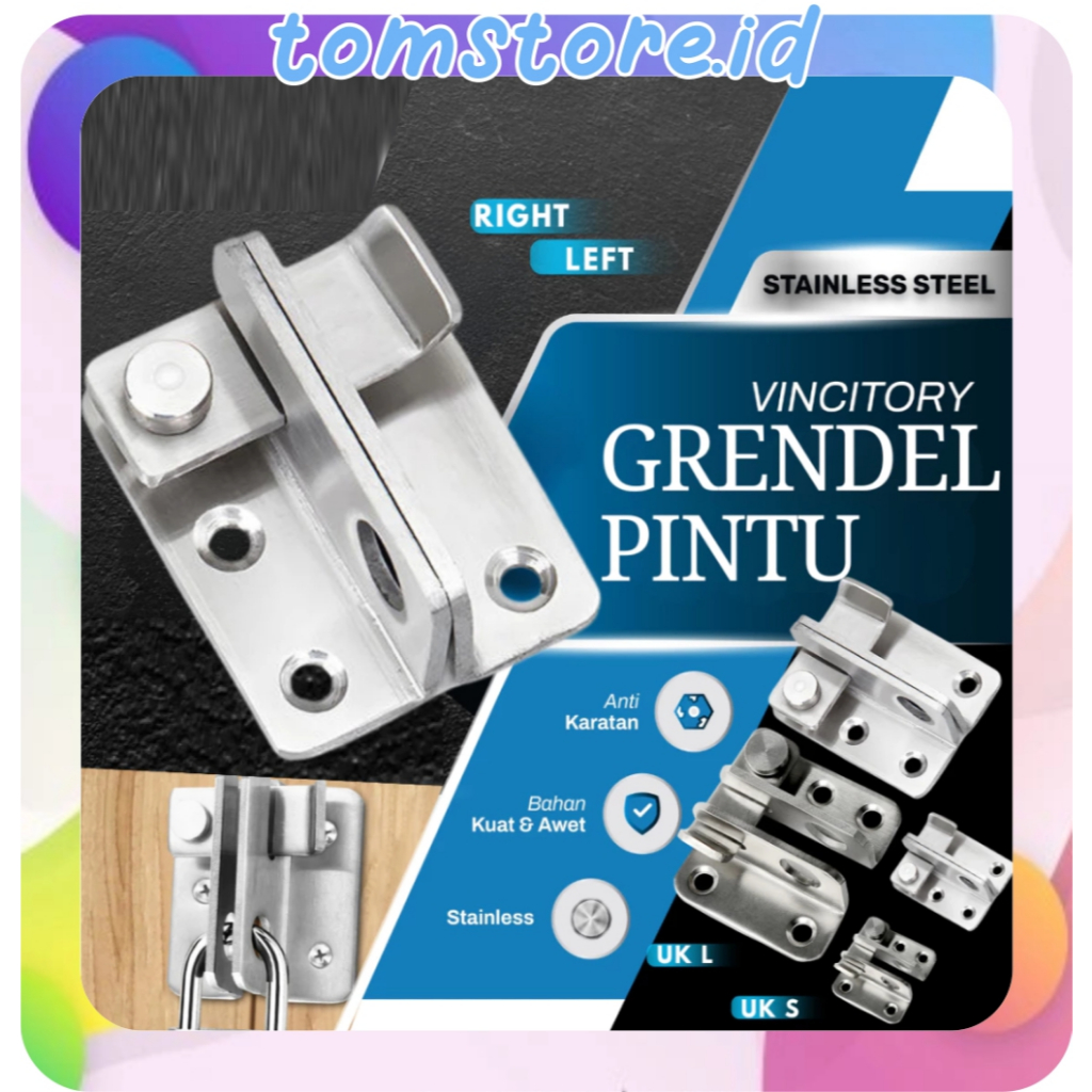 TOMSTORE Kunci Geser Pintu / Selot Slot Gembok / Slot pintu Geser/ Cantolan Grendel / Pintu Cantolan