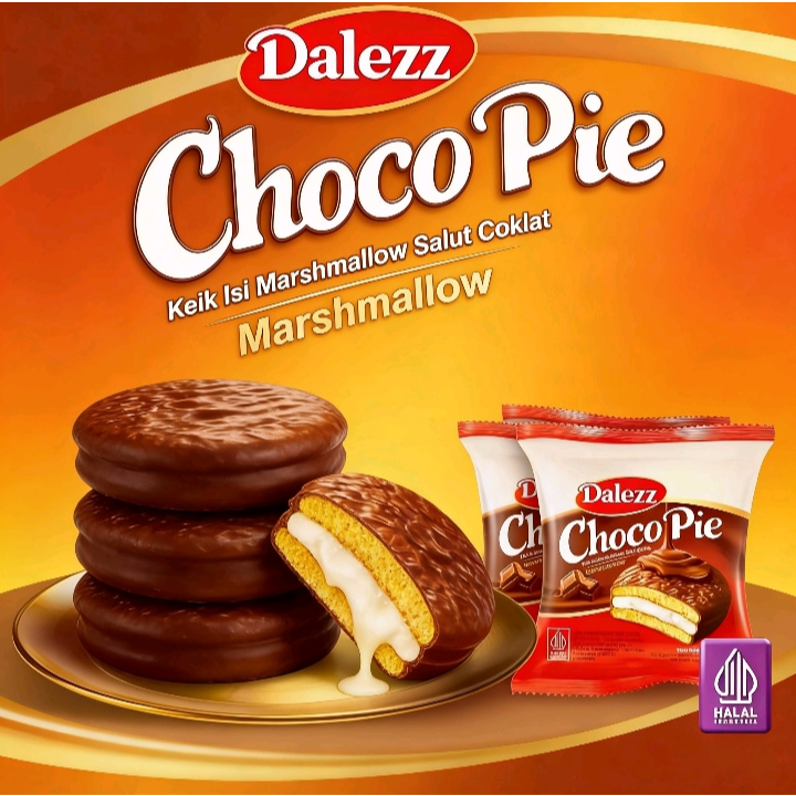 Dalezz Choco Pie Soft Cake Marshmallow Lapis Cokelat Snack Manis Enak Halal enak BPOM - Isi 10/14/18