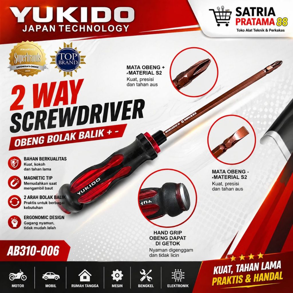Obeng Bolak Balik Ketok Jumbo 5 INC Panjang Besi 20 CM