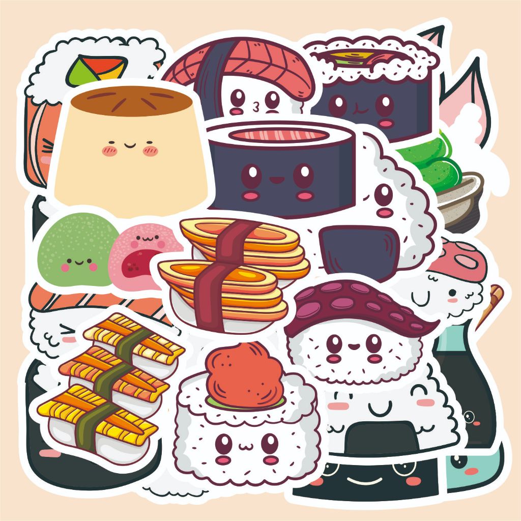( 50 pcs) cetak stiker satuan murah edisi JAPANESE FOOD-cute/murah stiker random