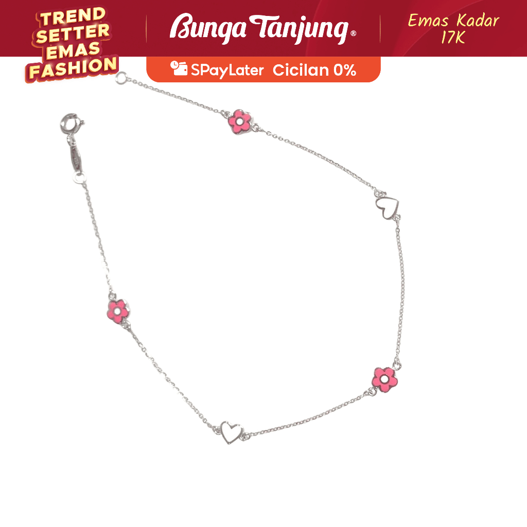 GELANG KAKI FLOWER LOVE - EMAS 17K - BUNGA TANJUNG GOLD