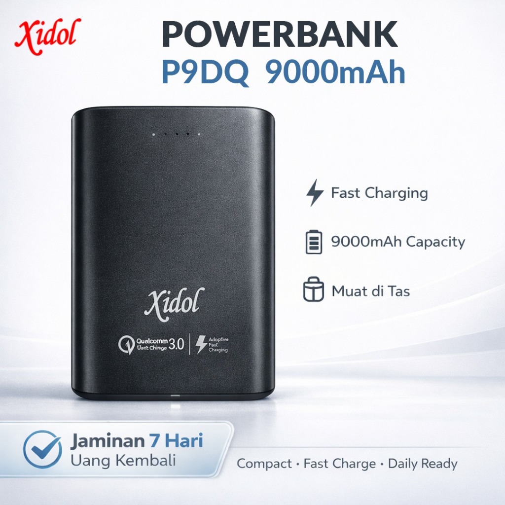POWERBANK XIDOL P9DQ 9000mAh QUICK CHARGE QC 3.0 BERGARANSI