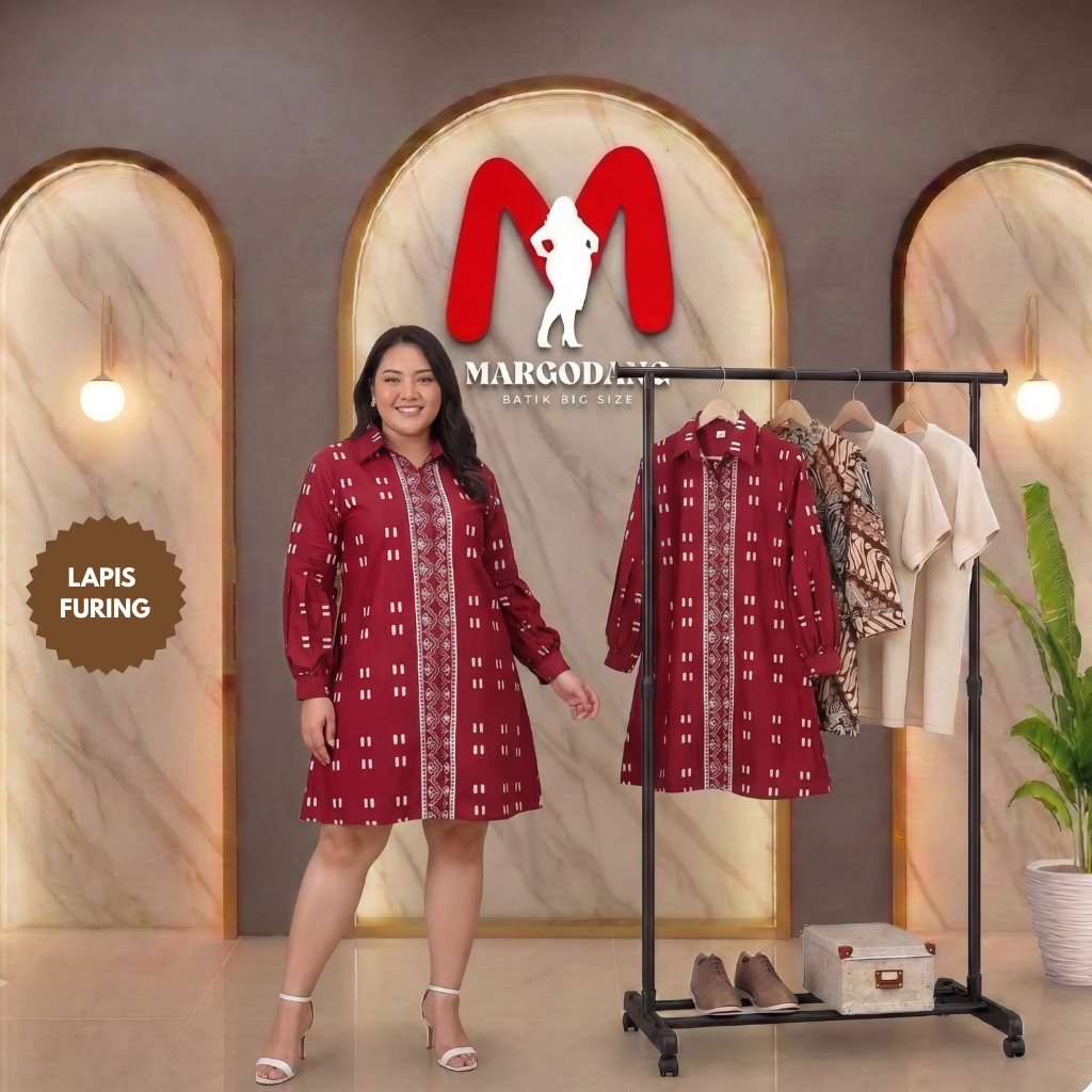 MARGODANG - 10 Batik Big Size Tunik Katun Cap handmade Garutan Adem Lengan Manset Baju Kerja Baju Ko