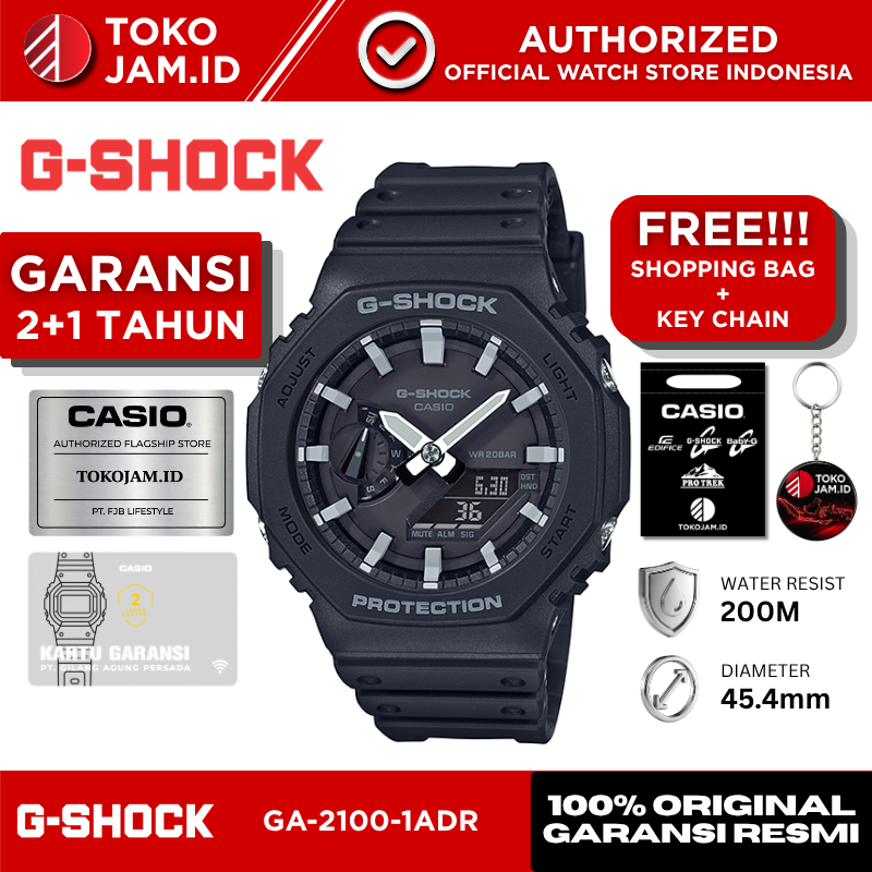 Jam Tangan Pria Casio G-SHOCK GA-2100-1ADR Original Analog Digital Black Carbon Core Guard Shock Res