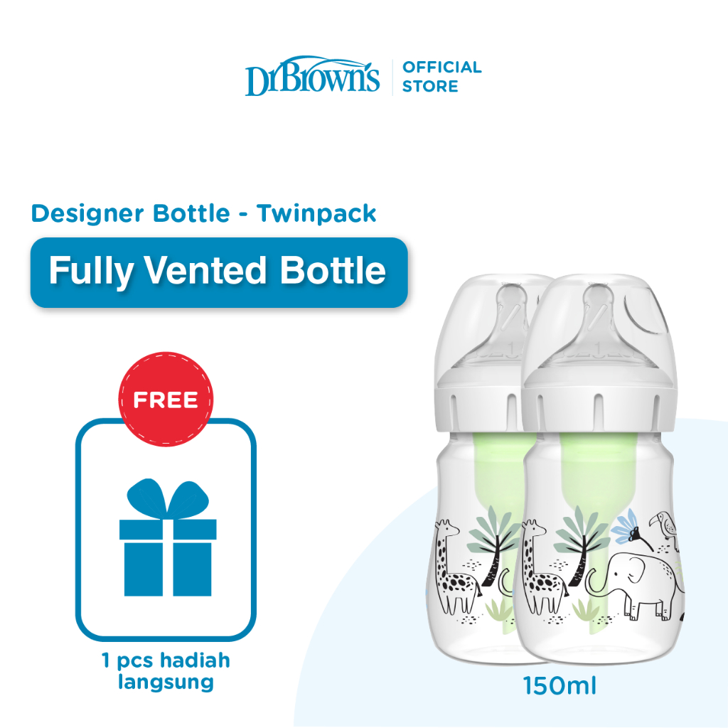 Dr. Browns 5oz / 9oz Options+ Wide-Neck Designer Bottle  / Botol Susu / Botol Bayi - 2 pack