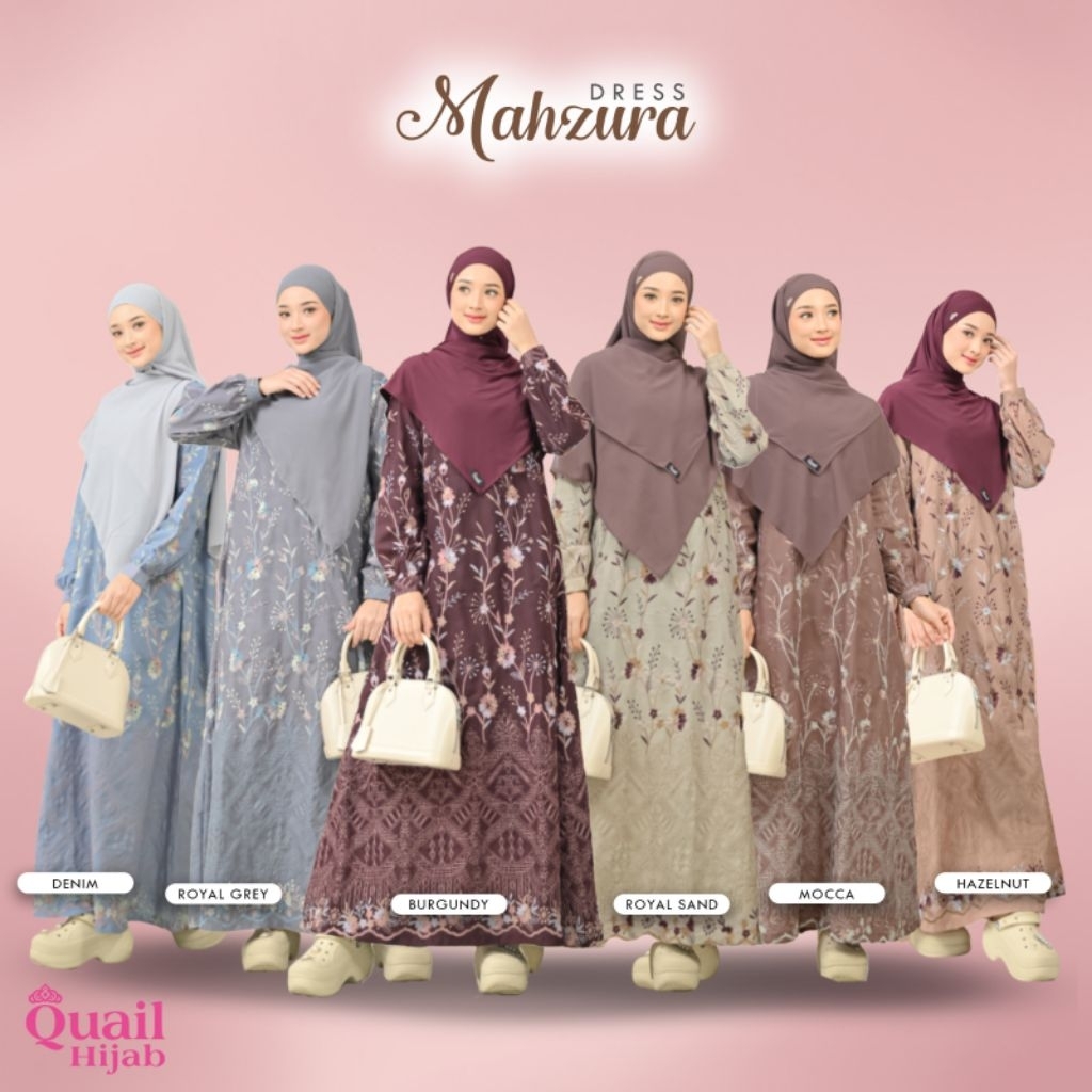 Dress Mahzura Bordir ori Quail Hijab - Gamis kondangan
