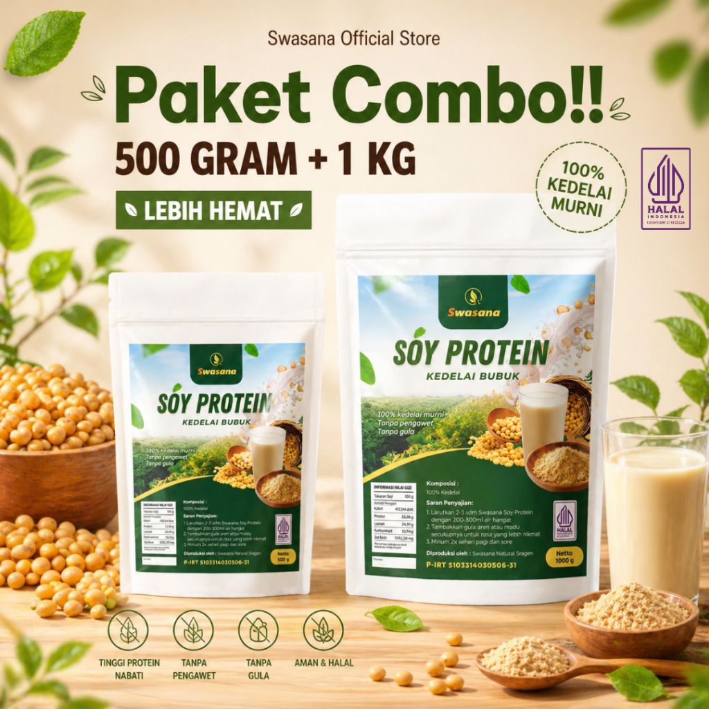 Susu Kedelai Bubuk Tinggi Protein Paket Hemat - Murni Tanpa Campuran