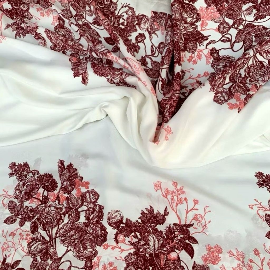 kain crepe zara motif sisa garment import-kain zara crepe motif pinggir atas bawah  premium