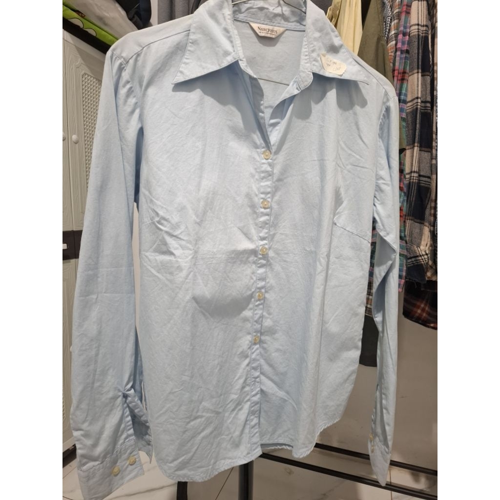 KEMEJA POLOS WANITA  ICE BLUE