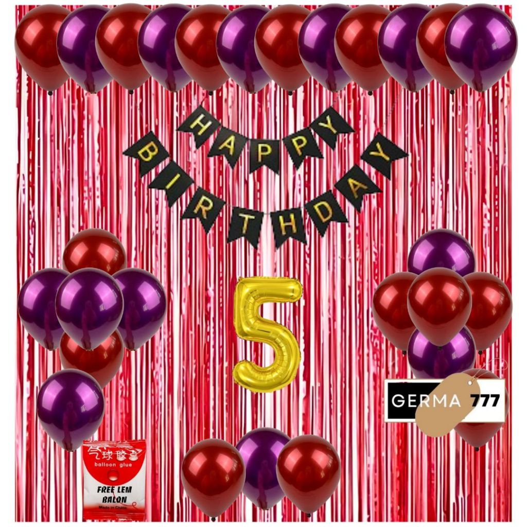 Paket Dekorasi Pesta Ulang Tahun Anak Dewasa Balon Banner Happy Birthday Tirai Foil Backdrop Lengkap