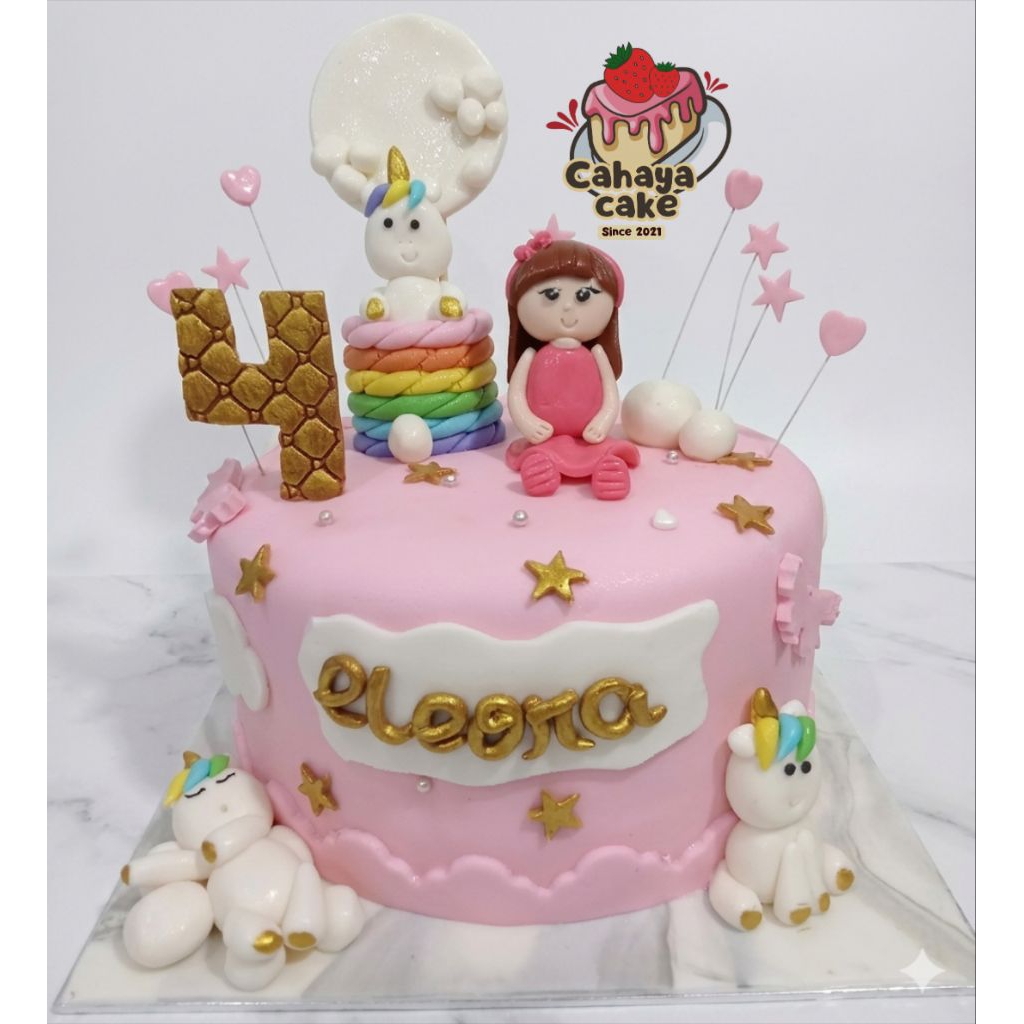 Unicorn Cake / Kue Ulang Tahun Unicorn / Unicorn Fondan / Kue Ultah Karakter Unicorn
