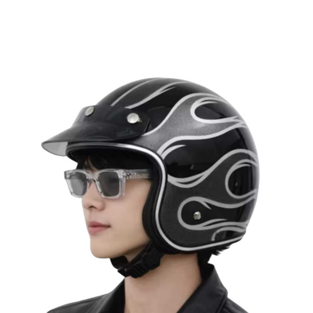 Helm BOGO Custom API vintage hitam api keatas
