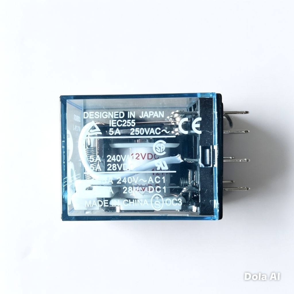 Relay Rilay 12VDC 12 Volt 8 Pin Kaki Omron