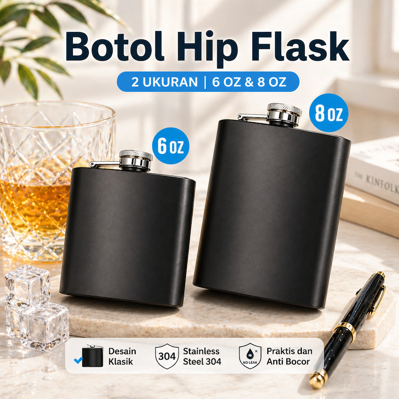 Hip Flask Stainless Steel 304 Botol Minum 6oz 8oz Anti Bocor Pocket Travel Mini Liquor Flask Saku Pr