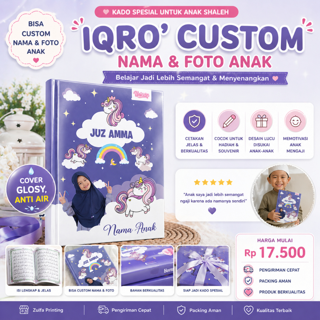 IQRO ANAK - IQRA BESAR - IQRO CUSTOM - BISA CUSTOM NAMA DAN FOTO