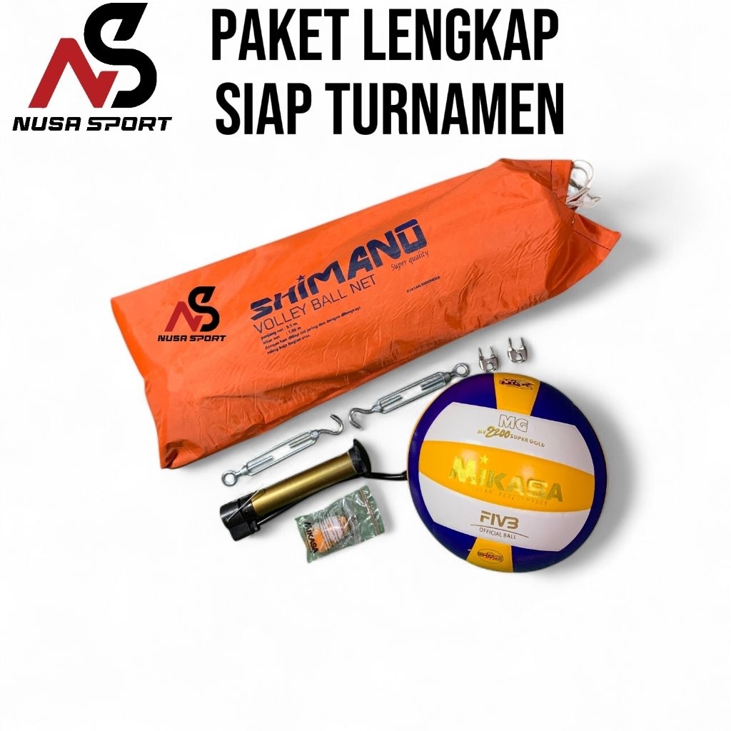CODNET VOLY SHIMANO GOLD PAKET LENGKAP NET VOLI DAN BOLA VOLLY MIKASA SUPER GOLD TERMURAH BERKUALITA