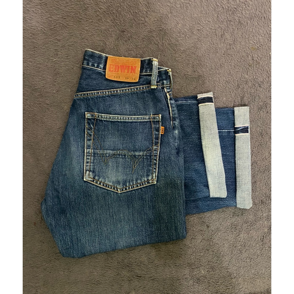 Vintage Edwin 505X Selvedge Orange Tab Denim Jeans Japan