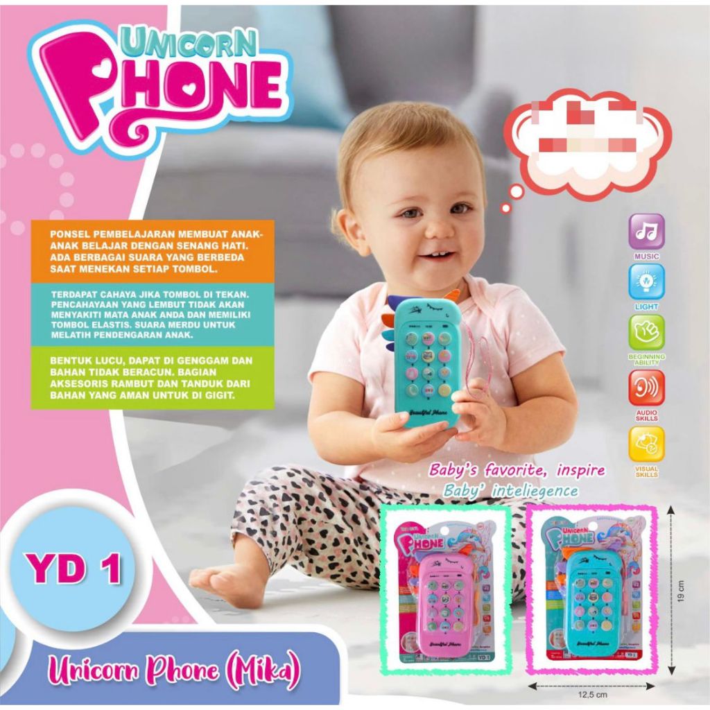 Ed-119 Mainan Telephone Anak My Rotary Kuda Poni Mainan Edukasi Telephone Anak Musik Unicorn Mainan 