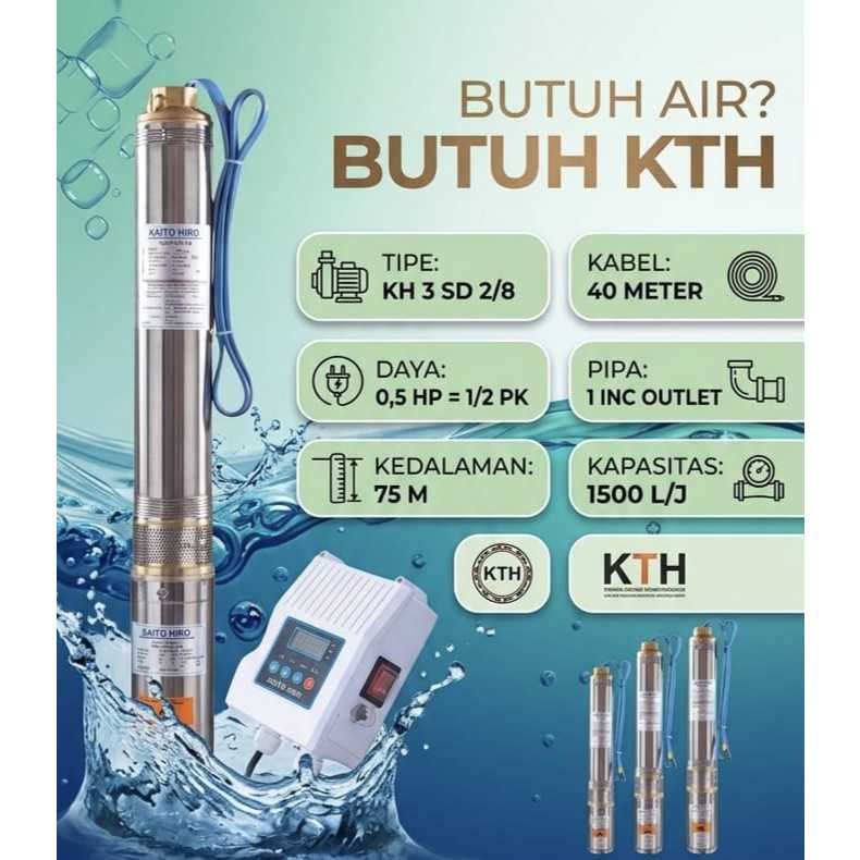 Pompa submersible KH 3 Inc 0,5 HP Kaito Hiro + 40 meter