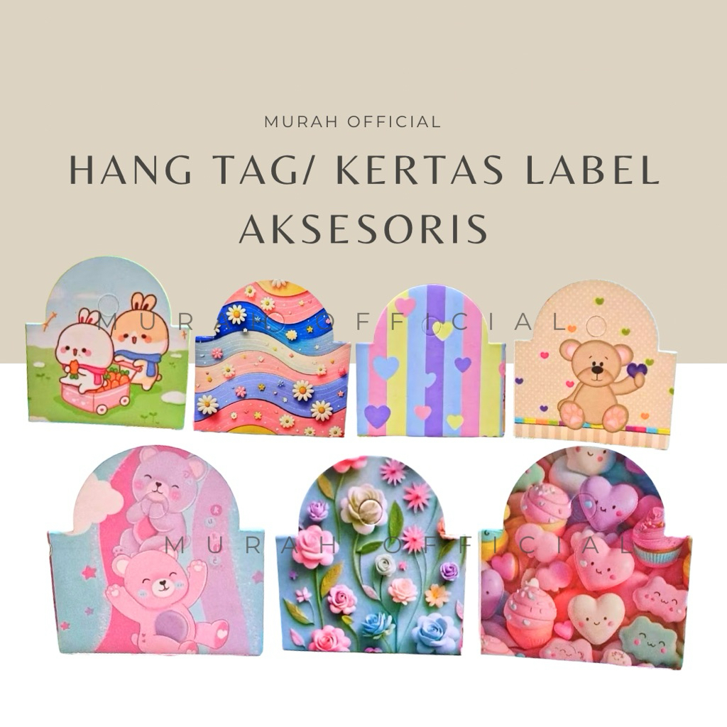 Hangtag Label korea gantungan Aksesoris Murah  penjepit plastik HANG TAG ACCESORIES motif kertas gan