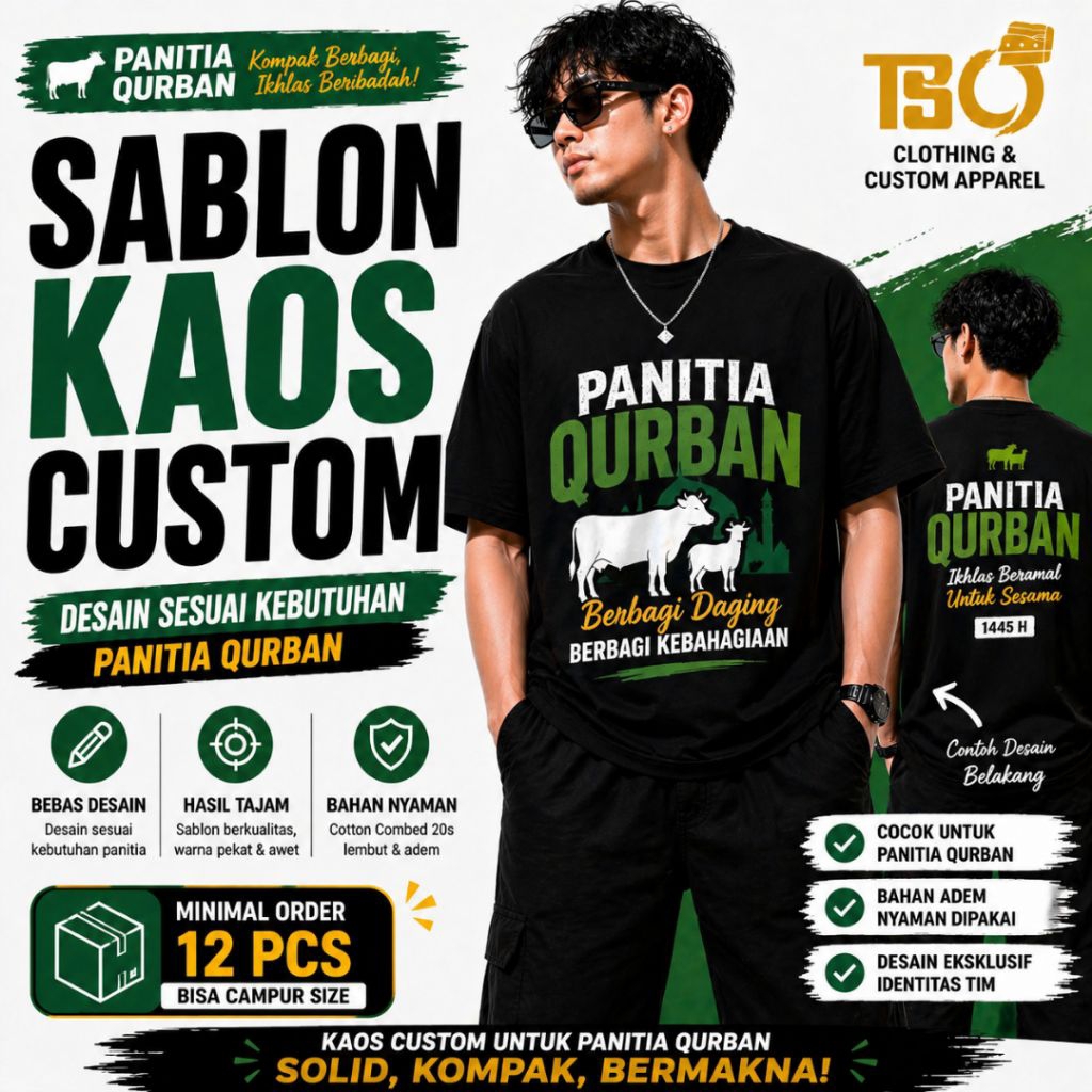 Sablon Plastisol Custom Kaos Panitia Qurban Lusinan