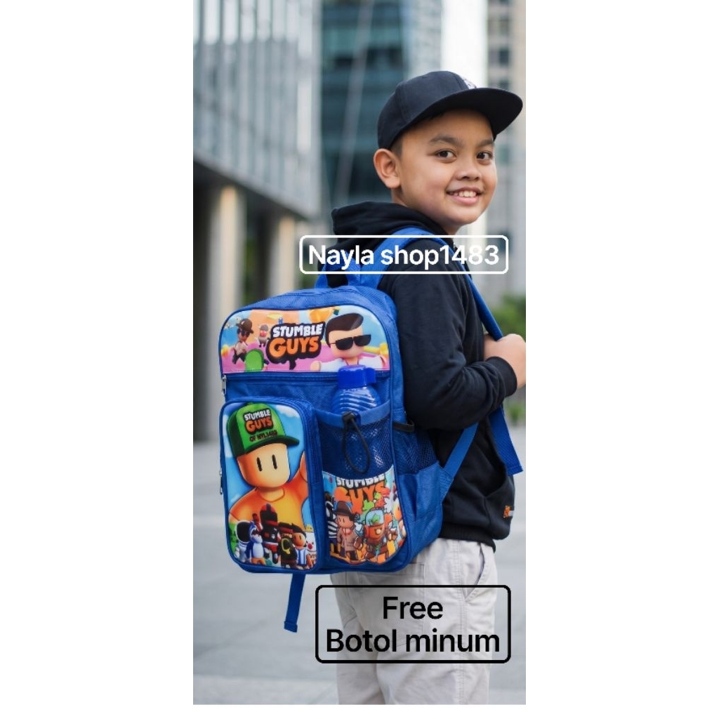 TAS SEKOLAH ANAK LAKI LAKI TERBARU STUMBLE GUYS FREE BOTOL MINUM RANSEL ANAK MOTIF LAKI LAKI