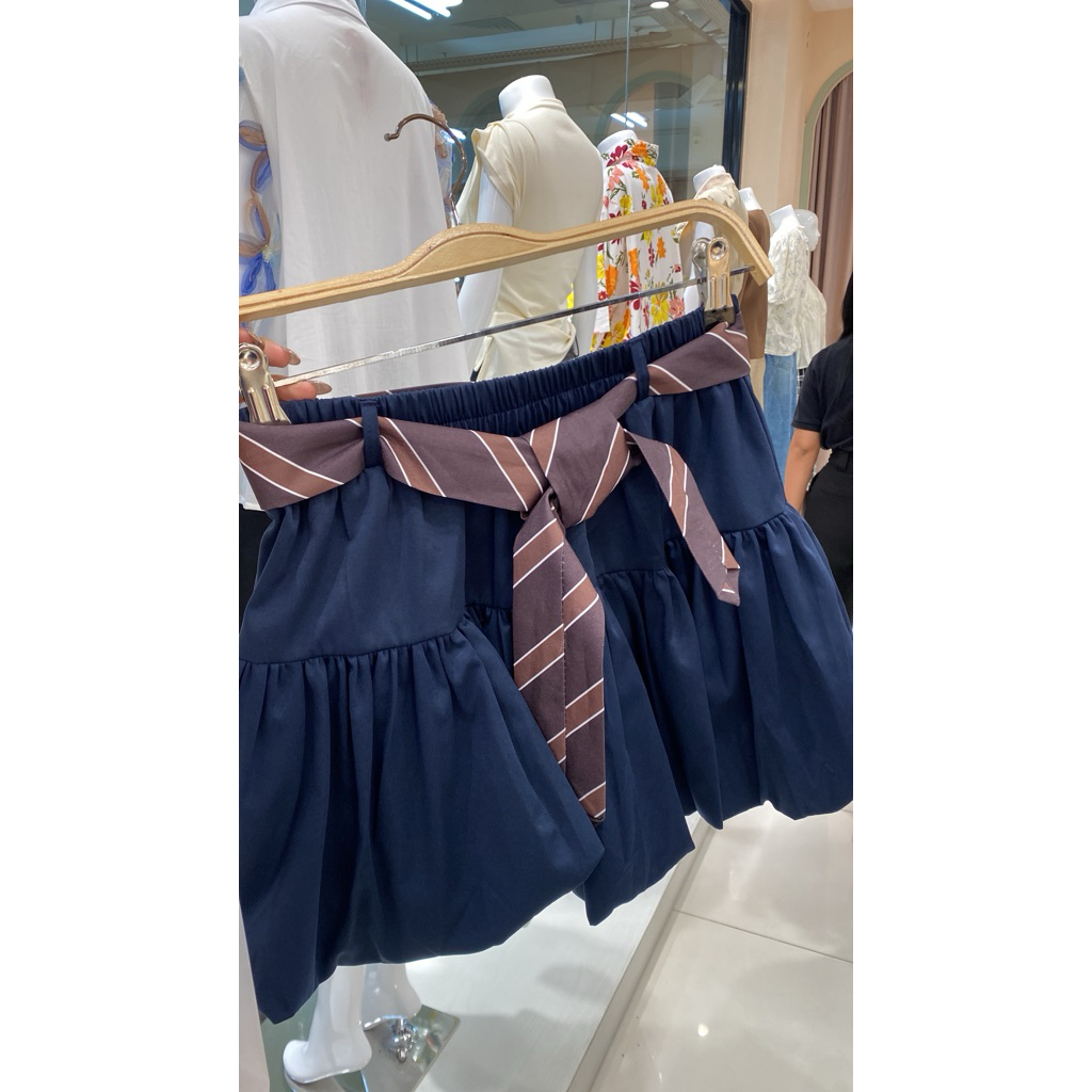 rok mini biru laut dasi
