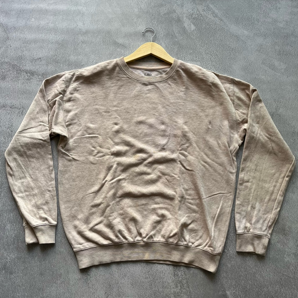 crewneck sweater giordano coklat susu mewah elegant masih ada moda cuci lagi