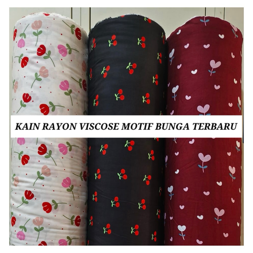 bahan kain katun rayon viscose motif bunga tulip/rayon motif cery