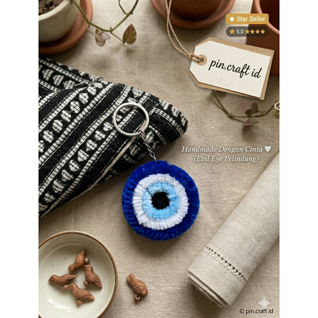 ​Gantungan Kunci Evil Eye Rajut Tangan Lucu & Unik - Jimat Pelindung & Aksesori Cantik
