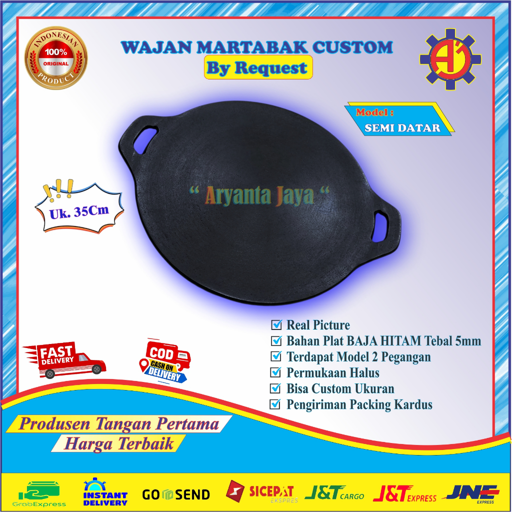 WAJAN MARTABAK CUSTOM UKURAN 35CM (SEMI DATAR)