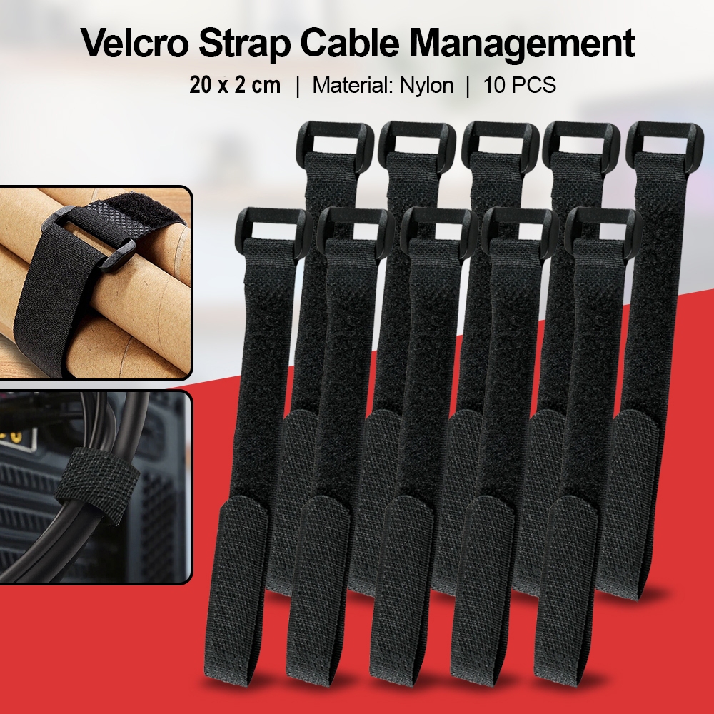 ODS Velcro Strap Pengikat Kabel Organizer Nylon 20cm 10 PCS - Tali Pengatur Kabel Data Charger Kompu