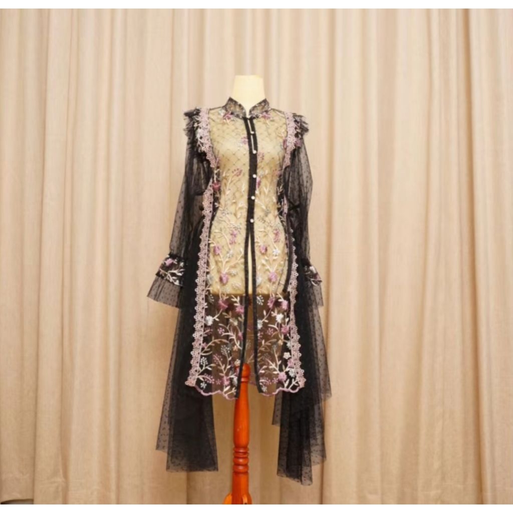 outer brukat motif bunga kekinian