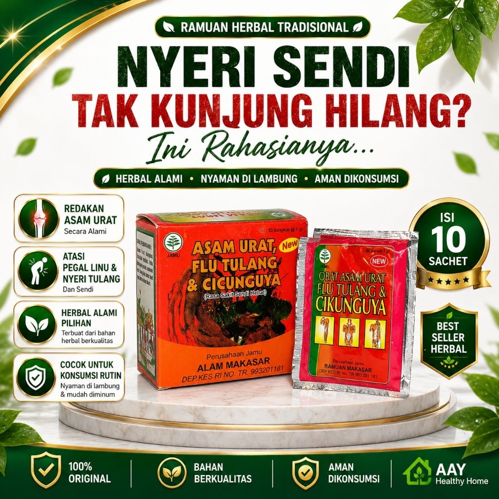 Cikung Alam Makasar Serbuk Herbal tradisional untuk Asam Urat Flu Tulang Original isi 10 sachet