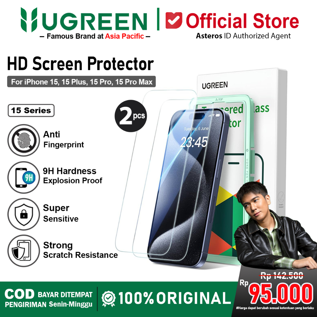 UGREEN Tempered Glass HD Screen Protector iPhone 15 15 Pro 15 Pro Max