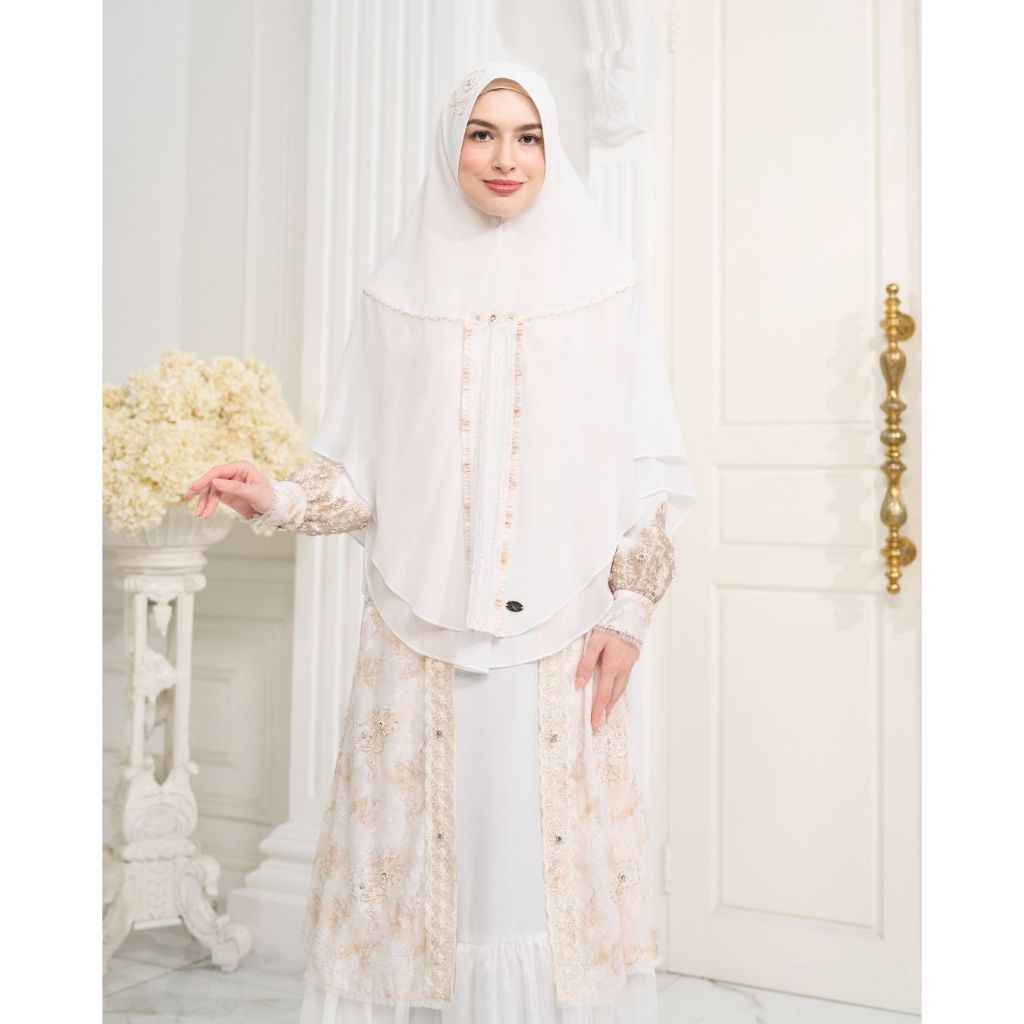 Ranti - Zhafira Khimar - Khimar Signature - Khimar Syari - Khimar Putih Payet