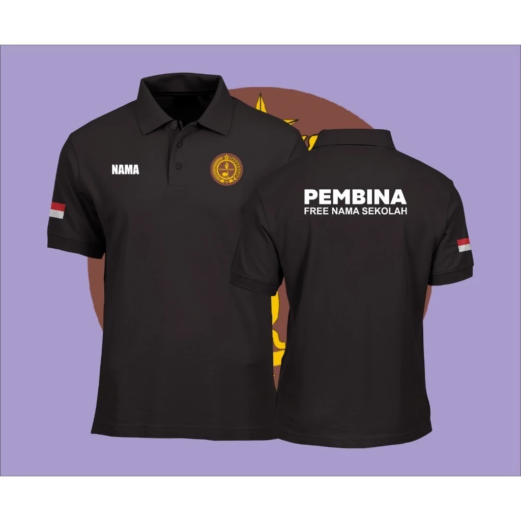 Kaos Polo Shirt Tshirt Baju Kerah Distro Pembina Pramuka Free Nama Sekolah Komunitas Banyak Variasi 