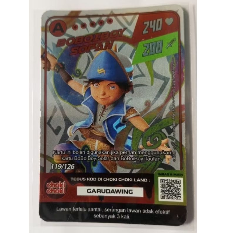 119/126 BOBOIBOY SOPAN GARUDAWING Original Boboiboy Coki Coki Kartu Monsta Galaxy Card TGC (Trade Ga
