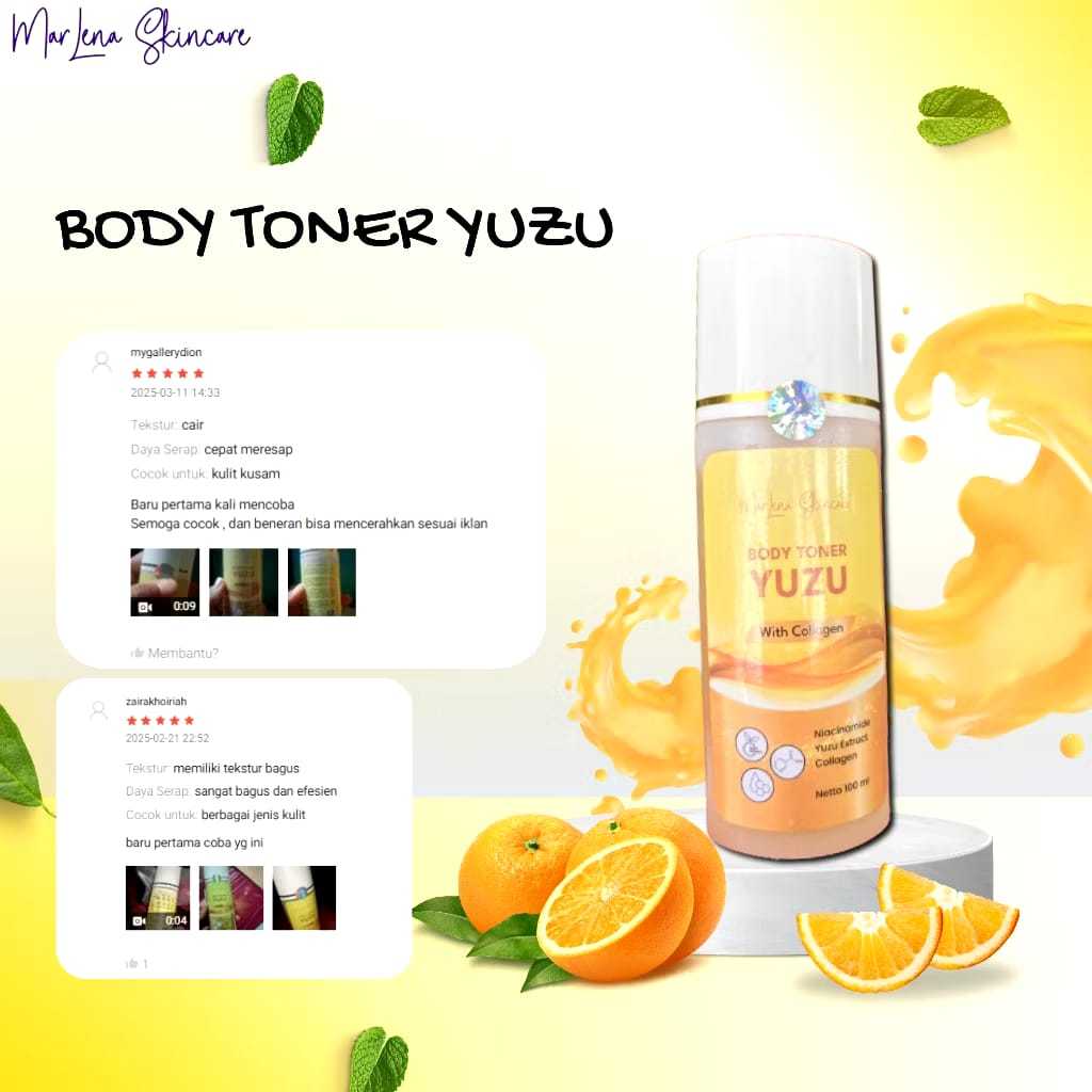 Body Toner Marlena Yuzu Collagen - Toner Badan Yuzu (1pcs)
