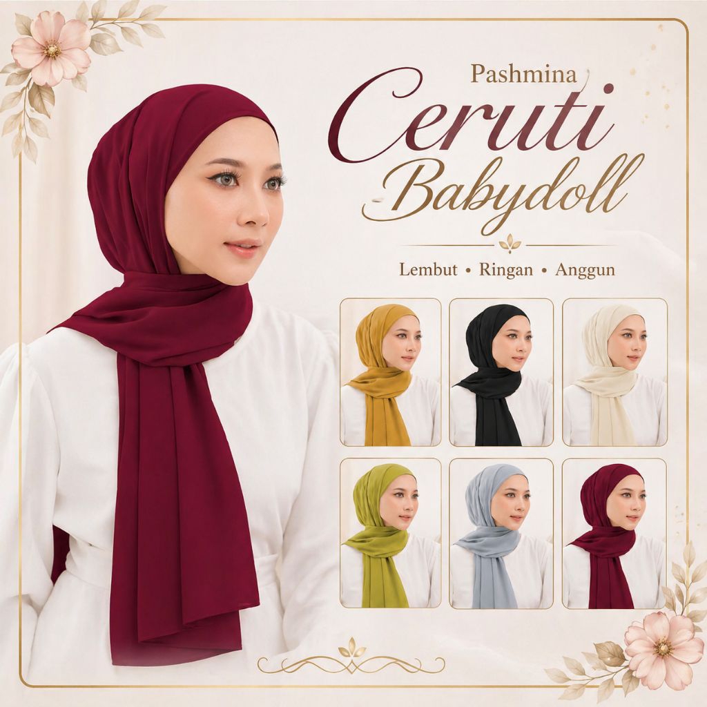 Pashmina Ceruti Babydoll Premium / Pashmina Ceruti Best Saller / Pashmina Babydoll Premium