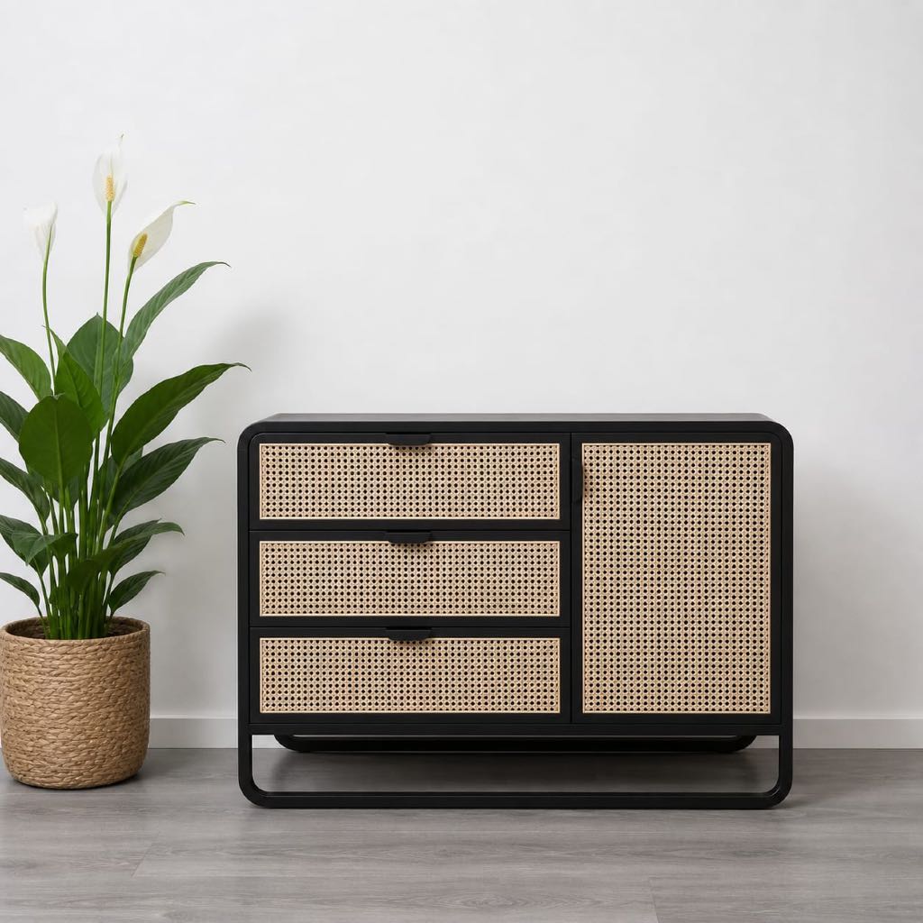 Kiara Sideboard Bufet Bifet Minimalis,lemari bufet rotan kayu jati, bufet bifet tropis,furniture tro